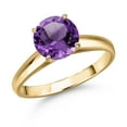 thumbnail image 1 of Gem Stone King 10K Yellow Gold Purple Amethyst Engagement Ring for Women | 1.70 Cttw | Round 8MM | Gemstone February Birthstone | Size 8, 1 of 6