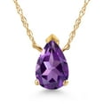 thumbnail image 1 of Gem Stone King 10K Yellow Gold Purple Amethyst Pendant Necklace for Women | 0.64 Cttw | Gemstone February Birthstone | Pear Shape 7X5MM | With 18 inch Chain, 1 of 7