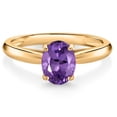 thumbnail image 1 of Gem Stone King 10K Yellow Gold Purple Amethyst Solitaire Engagement Ring for Women (1.15 Cttw, Oval 8X6MM, Gemstone February Birthstone, Available in Size 5, 6, 7, 8, 9), 1 of 4