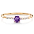 thumbnail image 1 of Gem Stone King 10K Yellow Gold Purple Amethyst and White Lab Grown Diamond Engagement Ring for Women (0.30 Cttw, Round 4MM, Gemstone February Birthstone, Size 5), 1 of 5