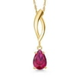 thumbnail image 1 of Gem Stone King 10K Yellow Gold Red Created Ruby Pendant Necklace for Women | 1.00 Cttw | Gemstone July Birthstone | Pear Shape 7X5MM | With 18 inch Chain, 1 of 6