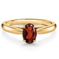 thumbnail image 1 of Gem Stone King 10K Yellow Gold Red Garnet Solitaire Engagement Ring for Women (0.87 Cttw, Oval 7X5MM, Gemstone January Birthstone, Available in Size 5, 6, 7, 8, 9), 1 of 4