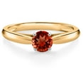 thumbnail image 1 of Gem Stone King 10K Yellow Gold Red Garnet Solitaire Engagement Ring for Women (1.00 Cttw, Round 5MM, Gemstone October Birthstone, Available in Size 5, 6, 7, 8, 9), 1 of 4