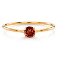thumbnail image 1 of Gem Stone King 10K Yellow Gold Red Garnet Solitaire Engagement Ring for Women (0.20 Cttw, Round 3.5MM, Gemstone January Birthstone, Size 8), 1 of 4