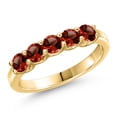 thumbnail image 1 of Gem Stone King 10K Yellow Gold Red Garnet Wedding-Bands Ring for Women | 1.00 Cttw | Round 3.5MM | Gemstone January Birthstone | Size 5, 1 of 6