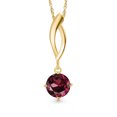 thumbnail image 1 of Gem Stone King 10K Yellow Gold Red Rhodolite Garnet Pendant Necklace for Women | 1.00 Cttw | Gemstone January Birthstone | Round 6MM | With 18 inch Chain, 1 of 6