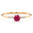 thumbnail image 1 of Gem Stone King 10K Yellow Gold Red Ruby and White Lab Grown Diamond Engagement Ring for Women (0.29 Cttw, Round 3.5MM, Gemstone July Birthstone, Size 5), 1 of 5