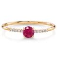 thumbnail image 1 of Gem Stone King 10K Yellow Gold Red Ruby and White Lab Grown Diamond Engagement Ring for Women (0.40 Cttw, Round 4MM, Gemstone July Birthstone, Size 7), 1 of 5