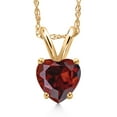thumbnail image 1 of Gem Stone King 10K Yellow Gold Red Zirconia Pendant Necklace for Women | 0.44 Cttw | Gemstone Birthstone | Heart Shape 5MM | With 18 inch Chain, 1 of 6