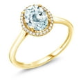 thumbnail image 1 of Gem Stone King 10K Yellow Gold Sky Blue Aquamarine and Diamond Engagement Ring for Women | 1.10 Cttw | Oval 8X6MM | Gemstone Birthstone | Available in Size 5, 6, 7, 8, 9, 1 of 6