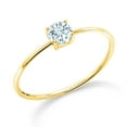 thumbnail image 1 of Gem Stone King 10K Yellow Gold Sky Blue Aquamarine Engagement Ring for Women | 0.25 Cttw | Round 4MM | Gemstone March Birthstone | Size 7, 1 of 6