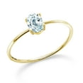 thumbnail image 1 of Gem Stone King 10K Yellow Gold Sky Blue Aquamarine Engagement Ring for Women (0.50 Cttw, Oval 6X4MM, Gemstone Birthstone), 1 of 6