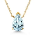 thumbnail image 1 of Gem Stone King 10K Yellow Gold Sky Blue Aquamarine Pendant Necklace for Women | 0.65 Cttw | Gemstone March Birthstone | Pear Shape 7X5MM | With 18 inch Chain, 1 of 7