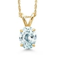 thumbnail image 1 of Gem Stone King 10K Yellow Gold Sky Blue Aquamarine Pendant Necklace for Women | 0.75 Cttw | Gemstone March Birthstone | Oval 7X5MM | With 18 inch Chain, 1 of 6