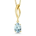 thumbnail image 1 of Gem Stone King 10K Yellow Gold Sky Blue Aquamarine Pendant Necklace for Women | 0.90 Cttw | Gemstone March Birthstone | Pear Shape 8X6MM | With 18 inch Chain, 1 of 6