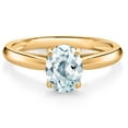 thumbnail image 1 of Gem Stone King 10K Yellow Gold Sky Blue Aquamarine Solitaire Engagement Ring for Women (1.20 Cttw, Oval 8X6MM, Gemstone March Birthstone, Available in Size 5, 6, 7, 8, 9), 1 of 4