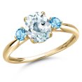 thumbnail image 1 of Gem Stone King 10K Yellow Gold Sky Blue Aquamarine and Swiss Blue Topaz 3-Stone Ring for Women | 1.50 Cttw | Oval 8X6MM | Gemstone March Birthstone | Size 9, 1 of 6