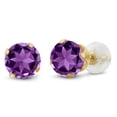 thumbnail image 1 of Gem Stone King 10K Yellow Gold Stud 1.40 Ctw Round 6mm Purple Amethyst Stud Earrings for Women Men, 1 of 3