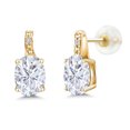 thumbnail image 1 of Gem Stone King 10K Yellow Gold Stud Earrings Oval 3.01cttw Moissanite and Diamond, 1 of 3
