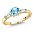 thumbnail image 1 of Gem Stone King 10K Yellow Gold Swiss Blue Topaz and Lab Grown Diamond Engagement Ring for Women | 1.30 Cttw | Round 6MM | Gemstone November Birthstone | Size 7, 1 of 6