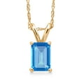 thumbnail image 1 of Gem Stone King 10K Yellow Gold Swiss Blue Topaz Pendant Necklace for Women | 0.70 Cttw | Gemstone November Birthstone | Octagon 6X4MM | With 18 inch Chain, 1 of 6