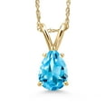 thumbnail image 1 of Gem Stone King 10K Yellow Gold Swiss Blue Topaz Pendant Necklace for Women | 0.77 Cttw | Gemstone November Birthstone | Pear Shape 7X5MM | With 18 inch Chain, 1 of 6