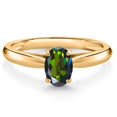 thumbnail image 1 of Gem Stone King 10K Yellow Gold Tourmaline Green Mystic Topaz Solitaire Engagement Ring for Women (0.80 Cttw, Oval 7X5MM, Gemstone Birthstone, Size 5), 1 of 4
