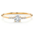 thumbnail image 1 of Gem Stone King 10K Yellow Gold White Lab Grown Diamond Engagement Ring for Women (0.21 Cttw, Round 3.5MM, Gemstone April Birthstone, Size 6), 1 of 5