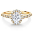 thumbnail image 1 of Gem Stone King 10K Yellow Gold White Moissanite and Lab Grown Diamond Halo Engagement Ring | 1.21 Cttw | Oval 7X5MM | Wedding Anniversary Promise Gold Ring for Women (Size 7), 1 of 4