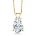 thumbnail image 1 of Gem Stone King 10K Yellow Gold White Moissanite Pendant Necklace for Women | 3.07 Cttw | Gemstone Birthstone | Pear Shape 12X8MM | With 18 inch Chain, 1 of 7