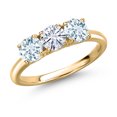 thumbnail image 1 of Gem Stone King 10K Yellow Gold White Moissanite and Sky Blue Aquamarine Engagement Ring for Women | 1.50 Cttw | Round 5MM | Gemstone Birthstone | Size 9, 1 of 7