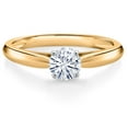 thumbnail image 1 of Gem Stone King 10K Yellow Gold White Moissanite Solitaire Engagement Ring for Women (0.50 Cttw, Round 5MM, Available in Size 5, 6, 7, 8, 9), 1 of 4