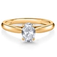 thumbnail image 1 of Gem Stone King 10K Yellow Gold White Topaz Solitaire Engagement Ring for Women (1.00 Cttw, Oval 7X5MM, Gemstone November Birthstone, Available in Size 5, 6, 7, 8, 9), 1 of 4