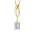 thumbnail image 1 of Gem Stone King 10K Yellow Gold White Zirconia Pendant Necklace for Women | 0.66 Cttw | Gemstone Birthstone | Octagon 6X4MM | With 18 inch Chain, 1 of 6
