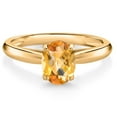 thumbnail image 1 of Gem Stone King 10K Yellow Gold Yellow Citrine Solitaire Engagement Ring for Women (1.25 Cttw, Oval Checkerboard 8X6MM, Gemstone November Birthstone, Available in Size 5, 6, 7, 8, 9), 1 of 4