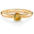 thumbnail image 1 of Gem Stone King 10K Yellow Gold Yellow Citrine Solitaire Engagement Ring for Women (0.73 Cttw, Round 5MM, Gemstone, Available in Size 5, 6, 7, 8, 9), 1 of 4