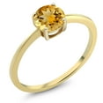 thumbnail image 1 of Gem Stone King 10K Yellow Gold Yellow Citrine Solitaire Engagement Ring for Women (0.80 Cttw, Round 6MM, Gemstone November Birthstone, Size 7.5), 1 of 5