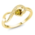 thumbnail image 1 of Gem Stone King 10K Yellow Gold Yellow Citrine and White Diamond Accent Infinity Ring for Women (0.22 Cttw, Heart Shape 4MM, Gemstone November Birthstone, Size 7), 1 of 4