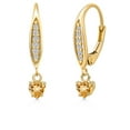 thumbnail image 1 of Gem Stone King 10K Yellow Gold Yellow Citrine and Lab Grown Diamond Earrings for Women | 0.53 Cttw | Gemstone November Birthstone | Heart Shape 4MM, 1 of 6