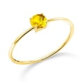 thumbnail image 1 of Gem Stone King 10K Yellow Gold Yellow Sapphire Engagement Ring for Women | 0.36 Cttw | Round 4MM | Gemstone September Birthstone | Size 9, 1 of 6