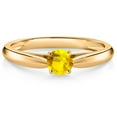 thumbnail image 1 of Gem Stone King 10K Yellow Gold Yellow Sapphire Solitaire Engagement Ring for Women (0.36 Cttw, Gemstone September Birthstone, Round 4MM), 1 of 4