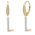 thumbnail image 1 of Gem Stone King 10K Yellow Gold and 925 Sterling Silver White Lab Grown Diamond Initial Letter Charm Dangling Earrings for Women by Keren Hanan, 1 of 6
