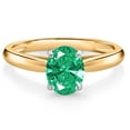 thumbnail image 1 of Gem Stone King 10K Yellow and White Gold Green Zirconia Solitaire Engagement Ring for Women (1.21 Cttw, Oval 8X6MM, Gemstone Birthstone, Size 5), 1 of 4