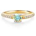 thumbnail image 1 of Gem Stone King 10K Yellow and White Gold Mercury Mist Mystic Topaz and White Lab Grown Diamond Engagement Solitaire Ring (0.73 Cttw, Round 5MM, Gemstone, Available in Size 5, 6, 7, 8, 9), 1 of 4
