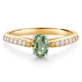 thumbnail image 1 of Gem Stone King 10K Yellow and White Gold Oval Green Sapphire and White Lab Grown Diamond Engagement Ring for Women (0.73 Cttw, Gemstone September Birthstone, Available in Size 5, 6, 7, 8, 9), 1 of 4