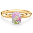 thumbnail image 1 of Gem Stone King 10K Yellow and White Gold Pink Opal Solitaire Engagement Ring for Women (1.05 Cttw, Oval Cabochon 8X6MM, Gemstone October Birthstone, Available in Size 5, 6, 7, 8, 9), 1 of 4