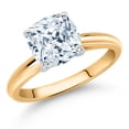 thumbnail image 1 of Gem Stone King 10K Yellow and White Gold White Zirconia Soitaire Engagement Ring for Women (3.01 Cttw, Cushion 8MM, Gemstone Birthstone, Available in Size 5, 6, 7, 8, 9), 1 of 4