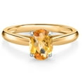 thumbnail image 1 of Gem Stone King 10K Yellow and White Gold Yellow Citrine Solitaire Engagement Ring for Women (1.25 Cttw, Oval Checkerboard 8X6MM, Gemstone November Birthstone, Available in Size 5, 6, 7, 8, 9), 1 of 4