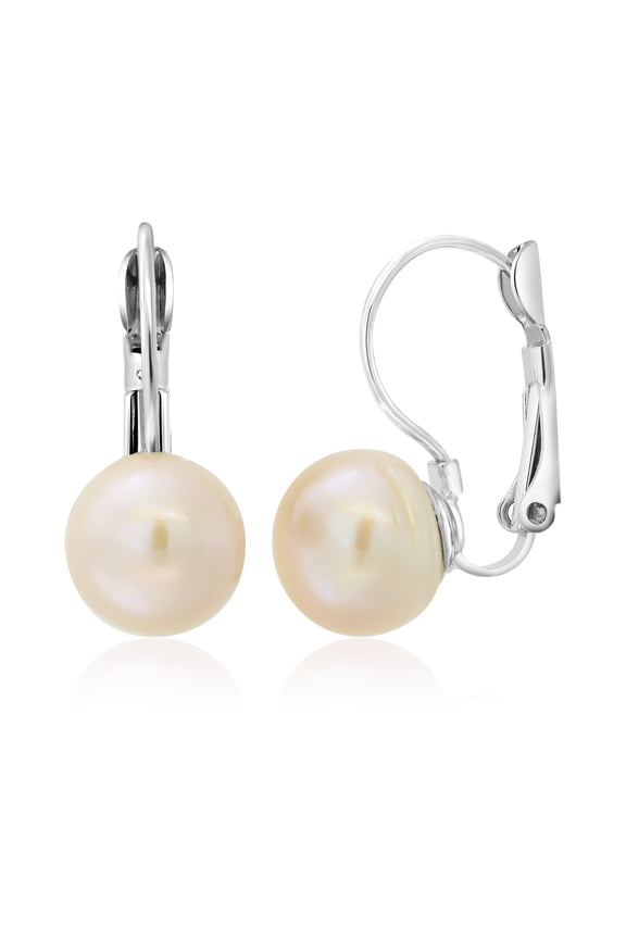 10mm Peach Color Shell Pearl Earrings with Lever Back