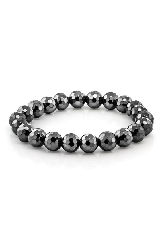 10mm Faceted Black Hematite 7 inch Bracelet For Women